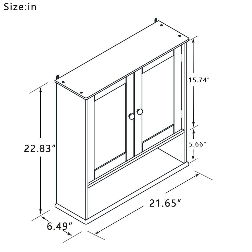 Ktaxon Bathroom Wall Cabinet Kitchen Medicine Cabinet Storage Cabinet with 2 Mirror Doors and Shelves, White Finish