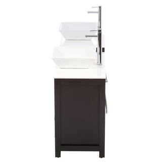 Fresca Torino 72 in. Double Vanity in Espresso with Glass Stone Vanity Top in White with White Basins and Mirrors FVN62-301230ES-VSL