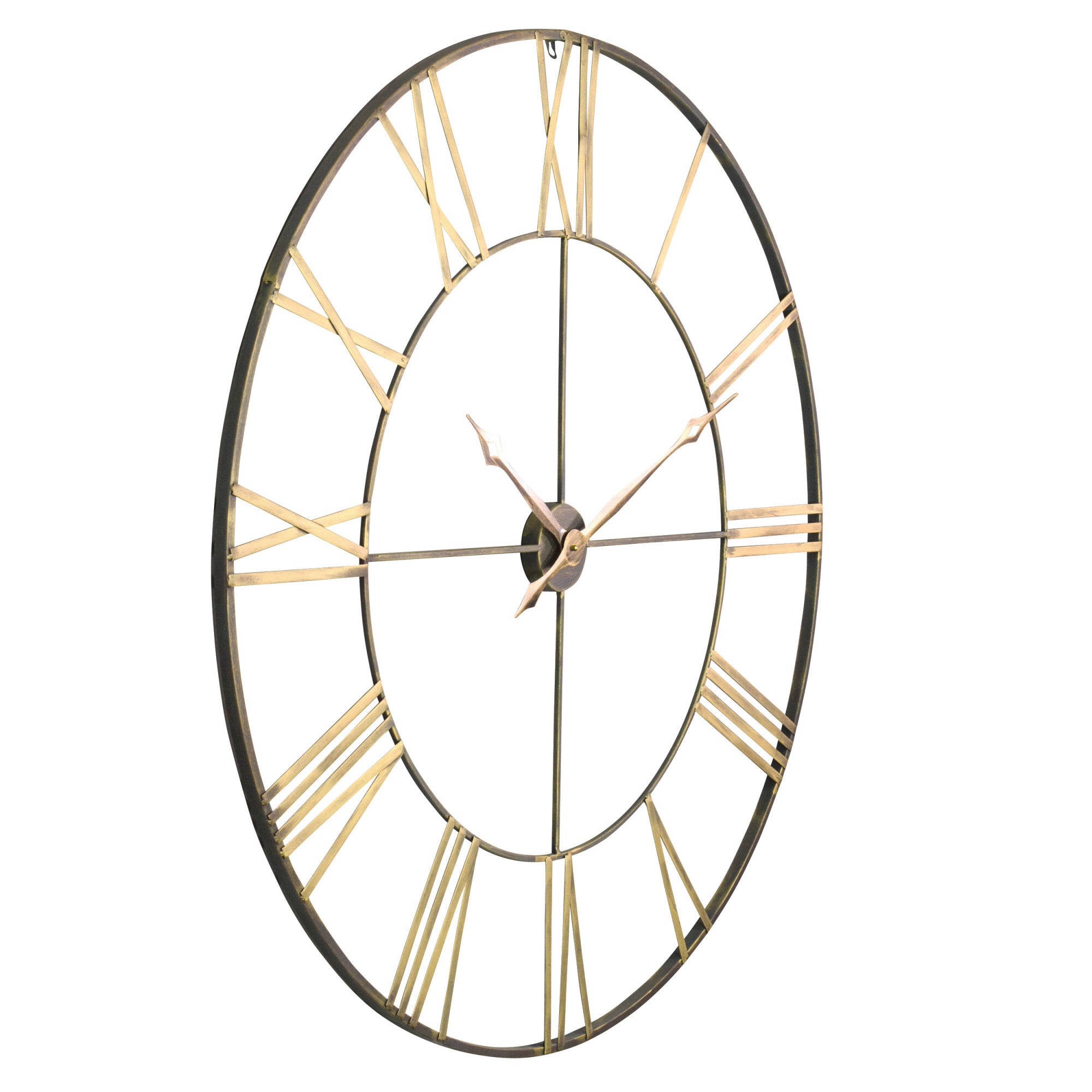 Aspire Home Accents Gold Brass Analog Bedford 40 in. Round Metal Wall Clock