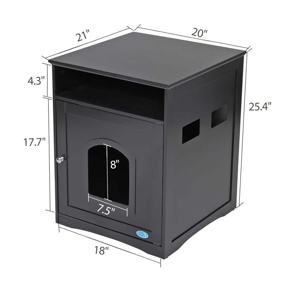 COZIWOW Cat Hidden Litter Box Furniture Enclosure with Tabletop, Black CW12M0332