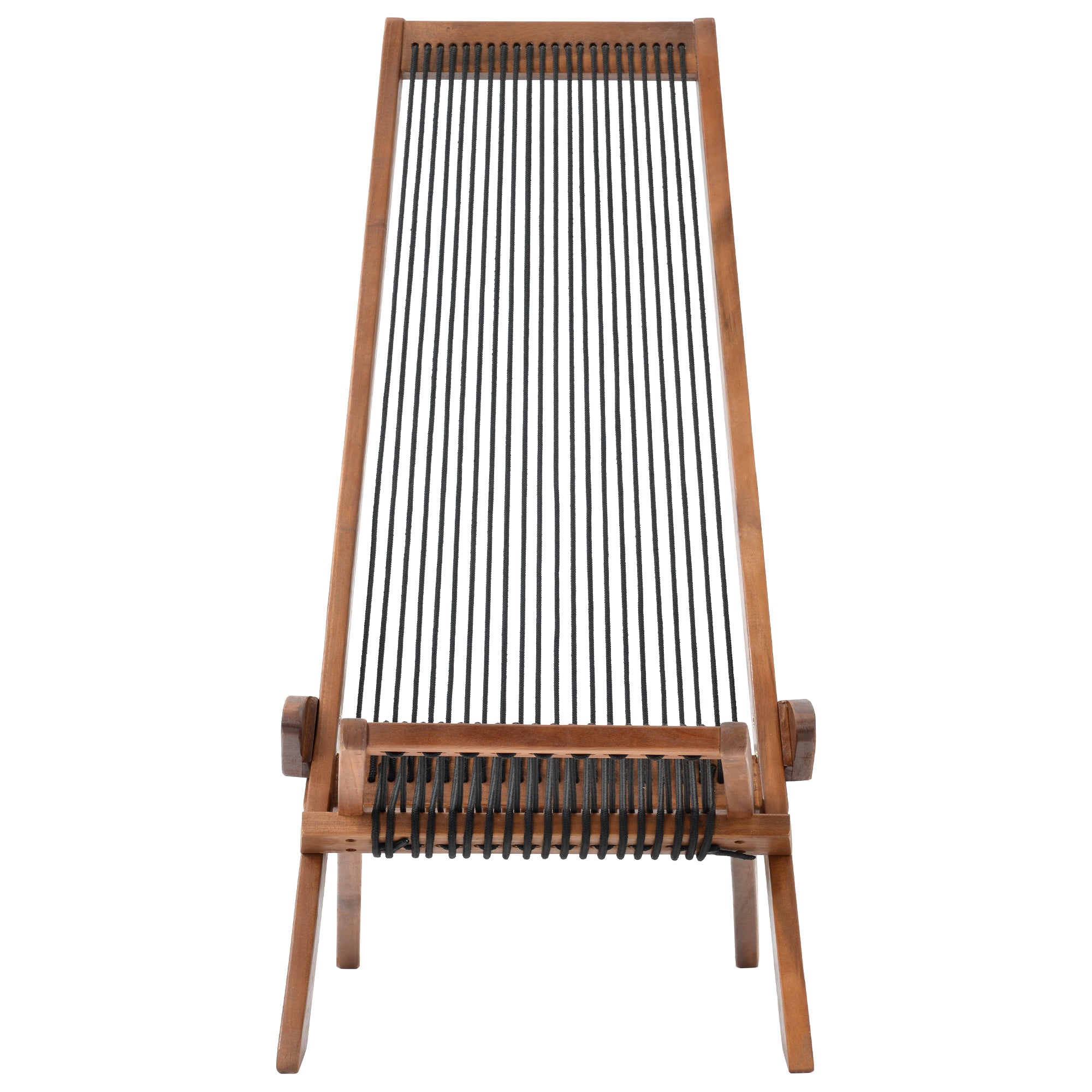 Folding Wood Chair Roping Seats Backrest Indoor Outdoor Wood Reclining Folding Chair for Relaxation Accent Furniture for Yard Patio Garden