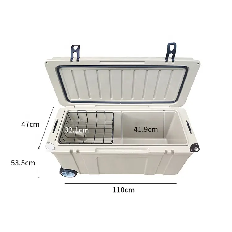 GARIDA 120L Outdoor Leak Resistant Rolling Cooler Hardsided Coolers Chest Box Insulated Portable Ice Food Smooth Customer Logo