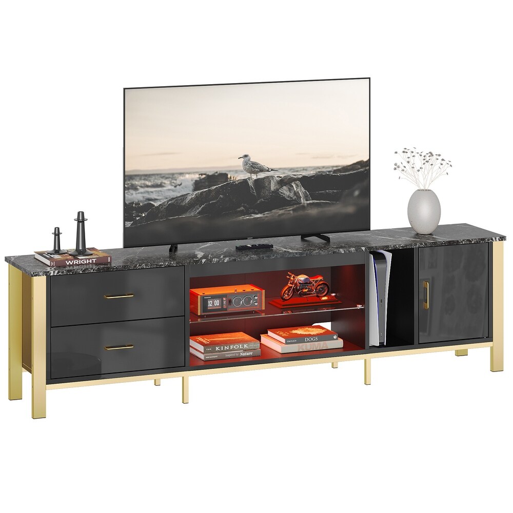 Modern TV Stands for 75/ 80/ 85 inch TV with 2 Drawers   80 inches