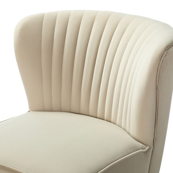 Monica Living Room Armless Accent Comfy Chair with Tufted Back and Metal Legs by HULALA HOME