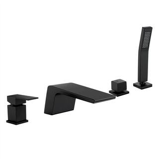 Satico Single-Handle Deck-Mount Roman Tub Faucet with Hand Shower in Matte Black SY002GT45