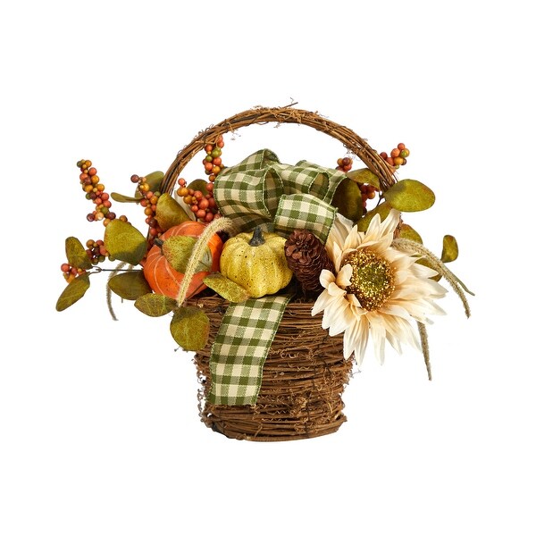 16 Fall Pumpkin Gourds and Berries Artificial Autumn Arrangement