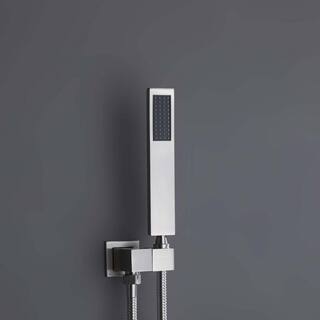 GIVING TREE 2-Spray Square 12 in. Rain Shower Head with Single-Handle Hand Shower Faucet in Brushed Nickel HDYN-MM0004