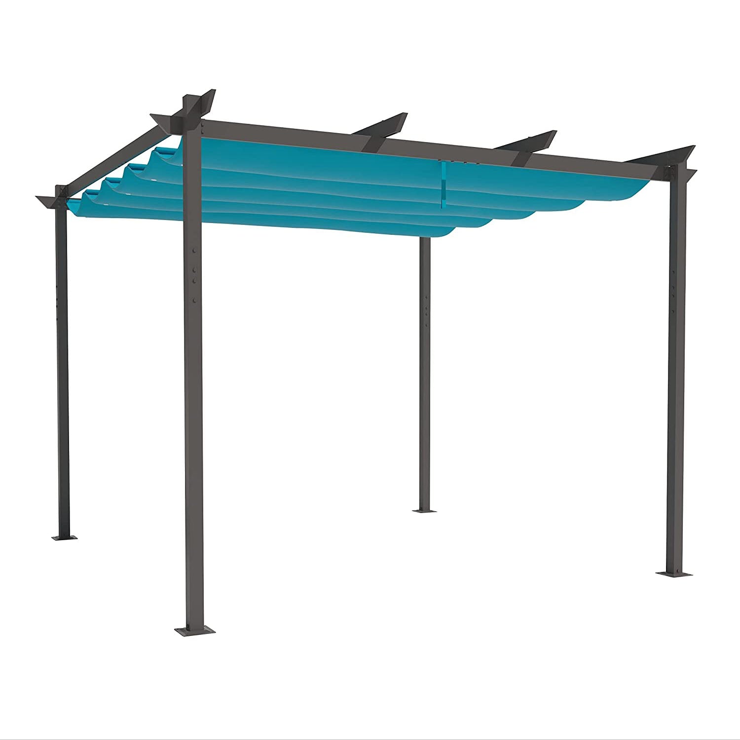 COBANA 10' x 10' Outdoor Pergola, Aluminum Patio Shade Shelter with Retractable Canopy for Garden, Porch, Backyard, Blue