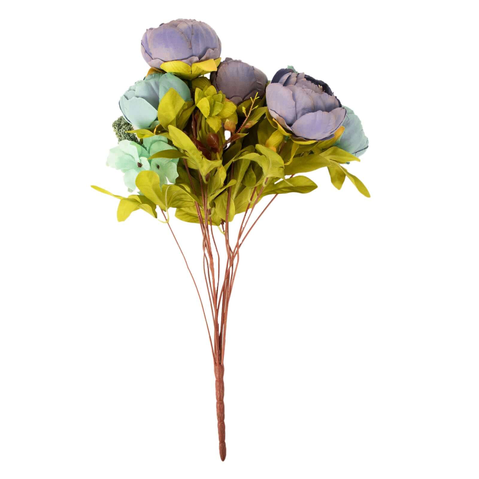 2 Pack Dusty Blue Artificial Peony Flower Wedding Bouquets, Faux Silk Flower Arrangements 19