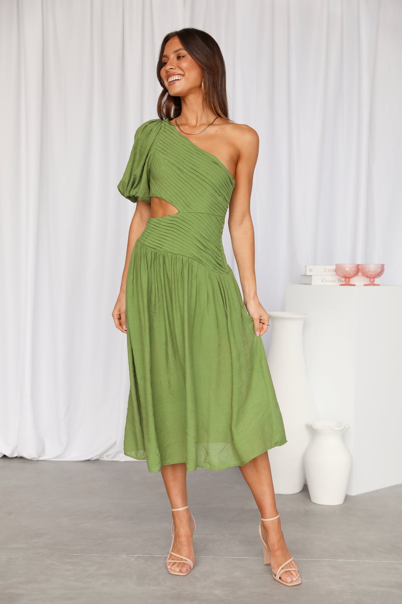 Meadow Secrets Midi Dress Green