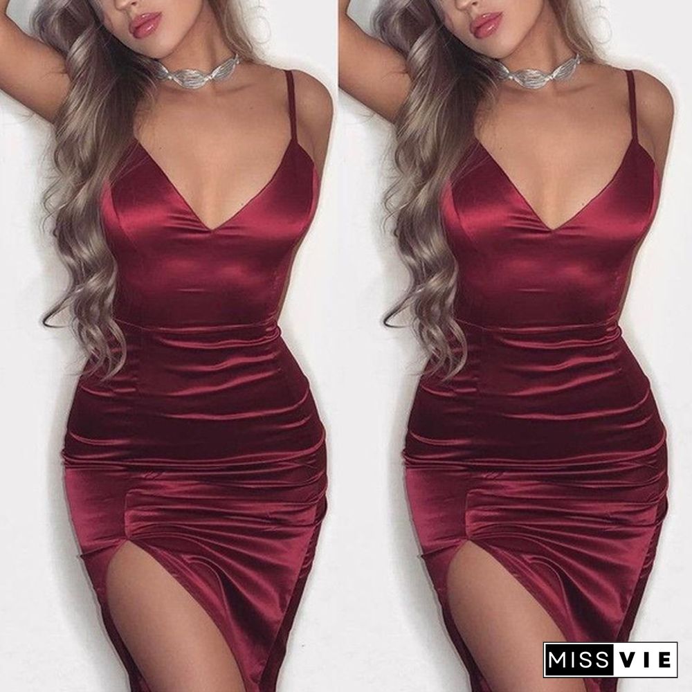 Fashion Women Sexy Strappy Backless Robe Gown Bodycon Evening Dress