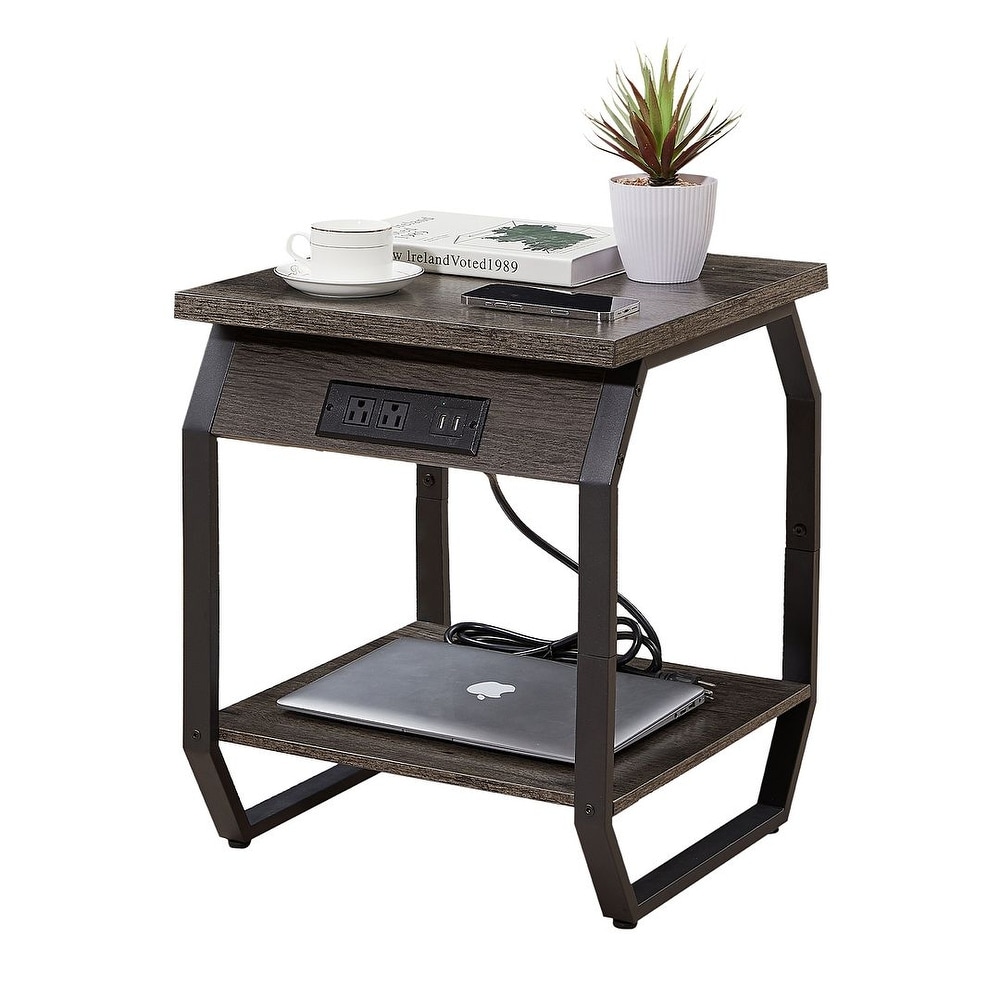 End Table with Charging Station Set of 2