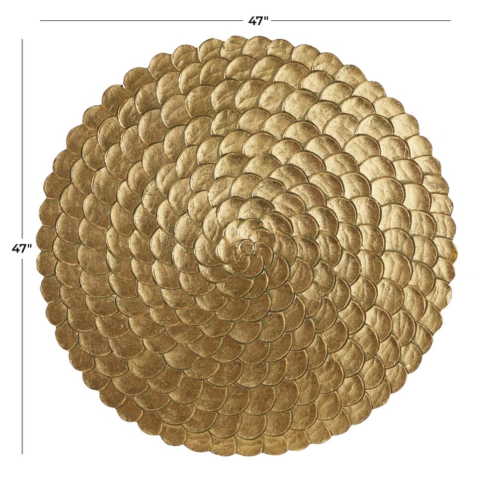 Gold or Silver Wood Carved Scales Abstract Wall Decor with Hammered Inspired Design