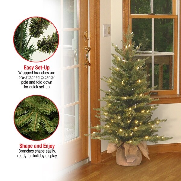 National Tree Company 3 ft. Feel Real Nordic Spruce PreLit Tree in Burlap