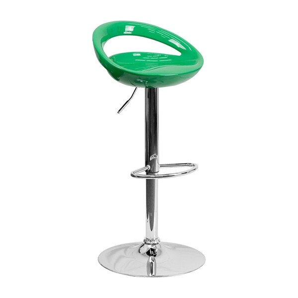 Contemporary Plastic Adjustable Height Bar Stool With Chrome Base