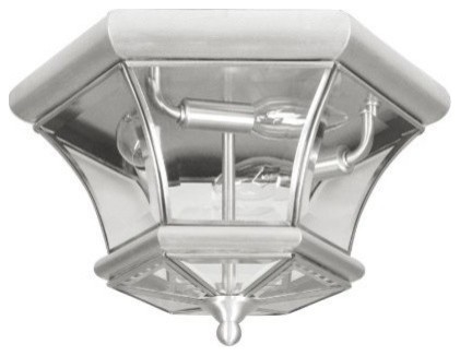 Livex Lighting 3 Light Brushed Nickel Ceiling Mount   7053 91   Traditional   Outdoor Flush mount Ceiling Lighting   by Designer Lighting and Fan  Houzz