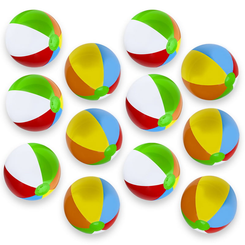 Classic 18 Beach Balls 6-Color Inflatable Water Toys， 6-pack