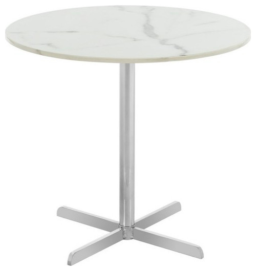 Lionel Round Side Table  White Marble/Chrome   Contemporary   Side Tables And End Tables   by Rustic Home Furniture Deco  Houzz