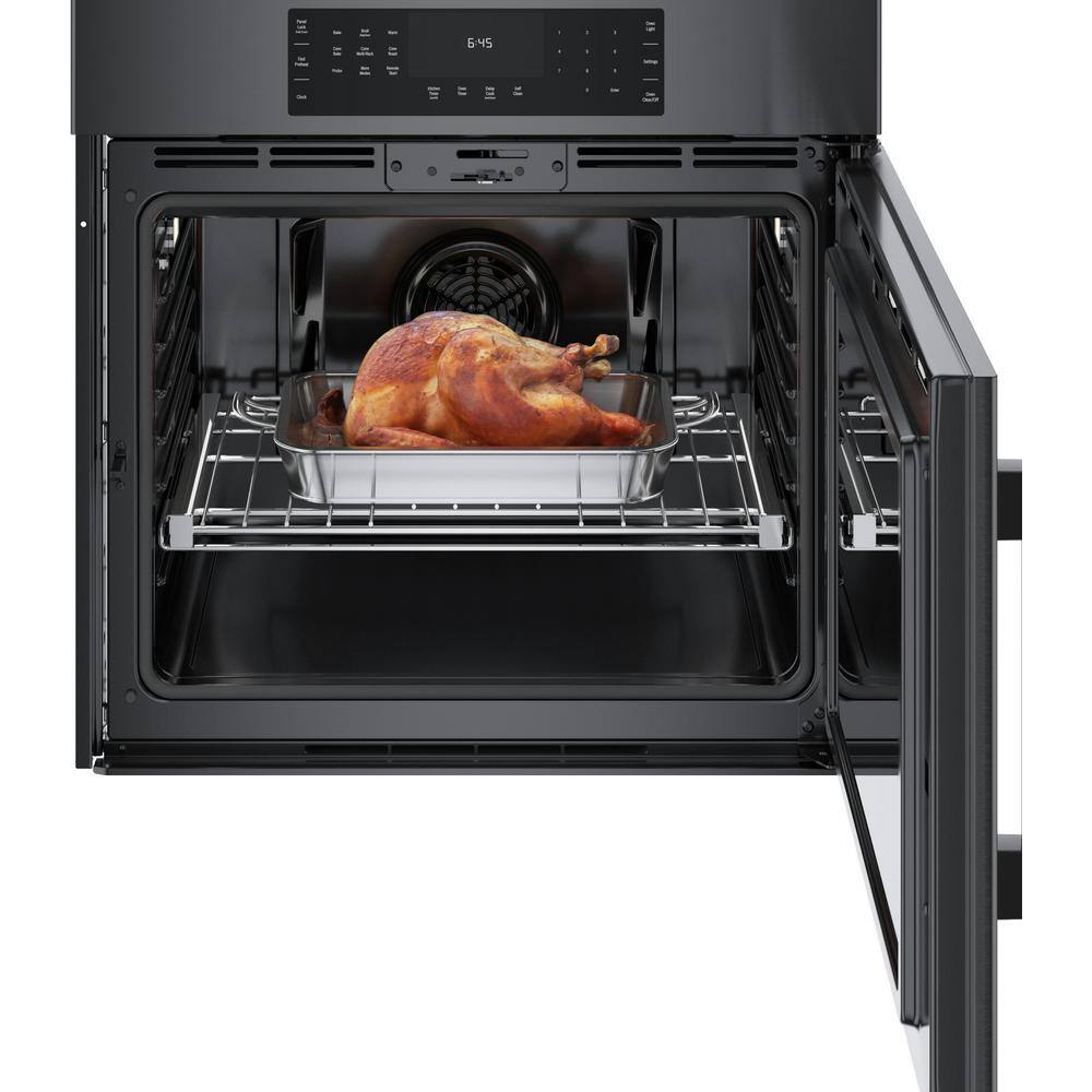 Bosch 800 Series 30 in. Built-In Smart Single Electric Convection Wall Oven w Right SideOpening Door in Black Stainless Steel HBL8444RUC