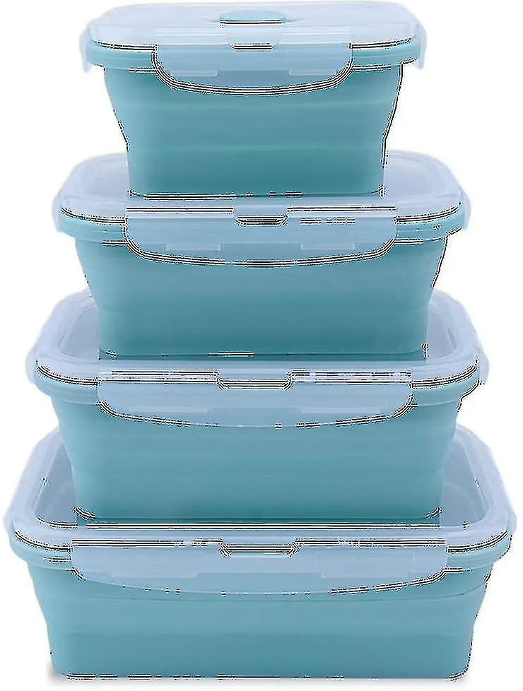 Set Of 4 Collapsible Silicone Food Storage Container With Bpa Free