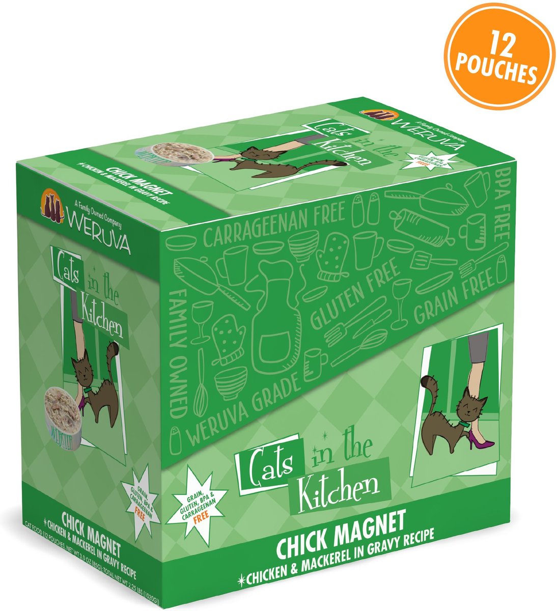 Weruva Cats in the Kitchen Chick Magnet Chicken and Mackerel Recipe Grain-Free Cat Food Pouches