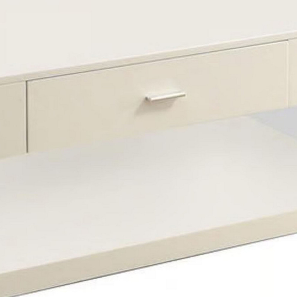 Stub 47 Inch Coffee Table Glossy White Wood Glass Side Panels 1 Drawer   Coffee Tables   by Dot  ampBo  Houzz