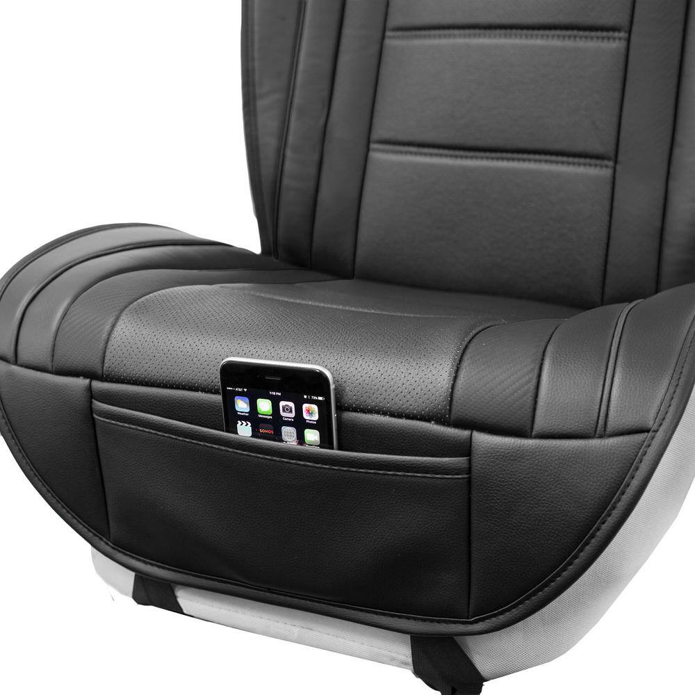 FH Group Futuristic Leather 47 in. x 23 in. x 1 in. Seat Cushions - Front Set DMPU208102BLACK