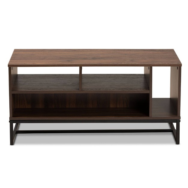 Flannery Metal Coffee Table Walnut Baxton Studio