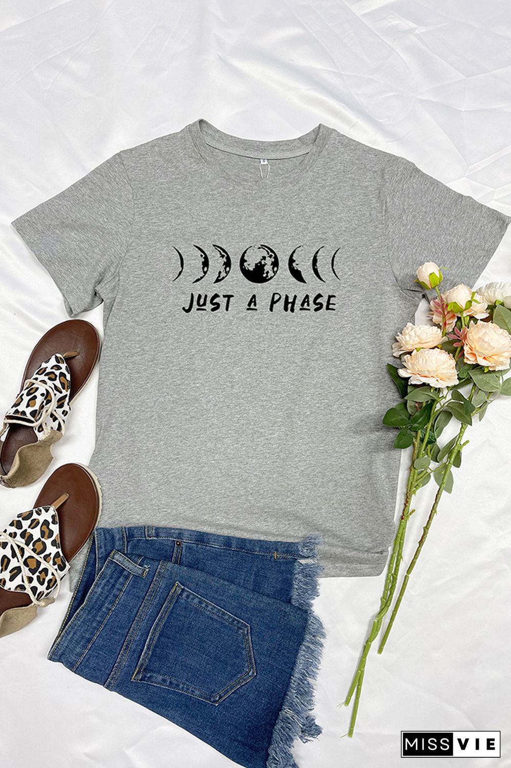 It's Just A Phase Moon Graphic T-Shirt Wholesale