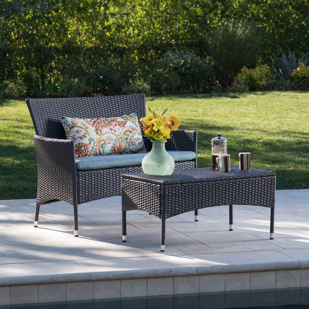 Malta 2 piece Outdoor Wicker Loveseat Set by Christopher Knight Home