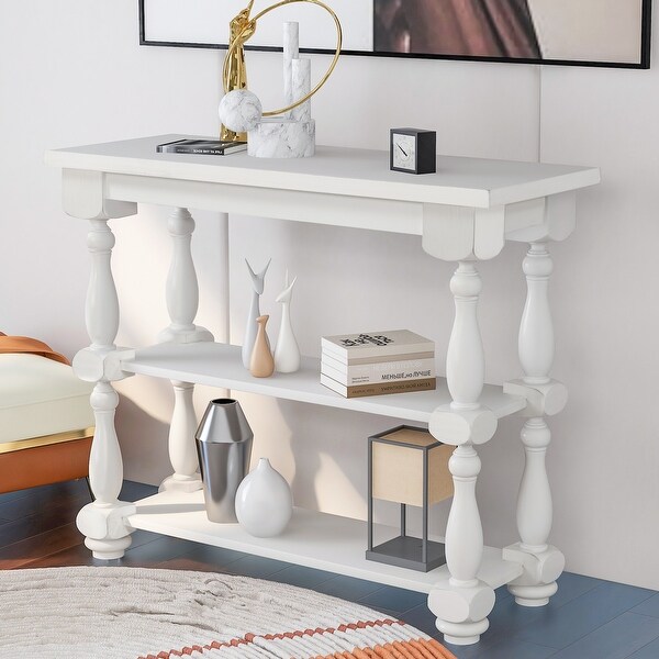 Cream Carey 2-Shelf Console and Entry Table