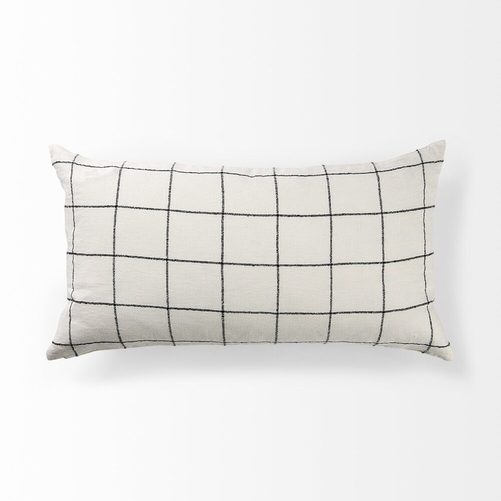 White and Black Grid Accent Pillow Cover