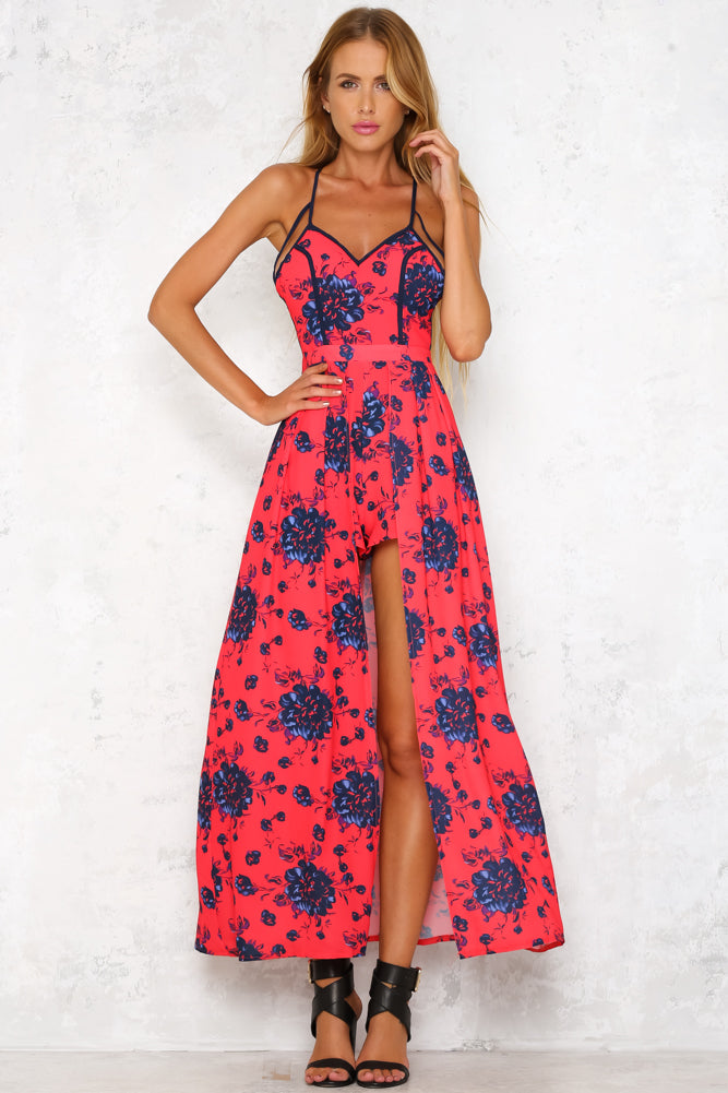 Kelsey Maxi Romper Red