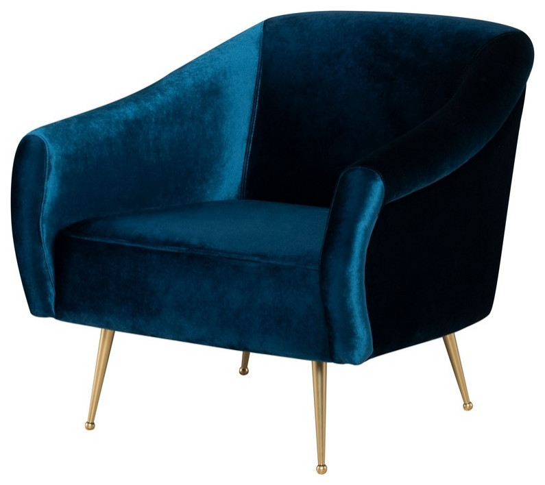 Aminta Occasional Chair midnight blue velour   Midcentury   Armchairs And Accent Chairs   by Virgil Stanis Design  Houzz