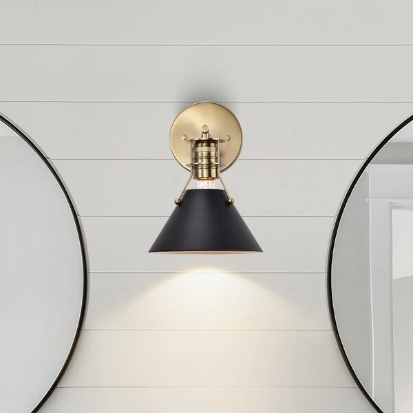 Outpost 1 Light Wall Sconce Matte Black with Burnished Brass