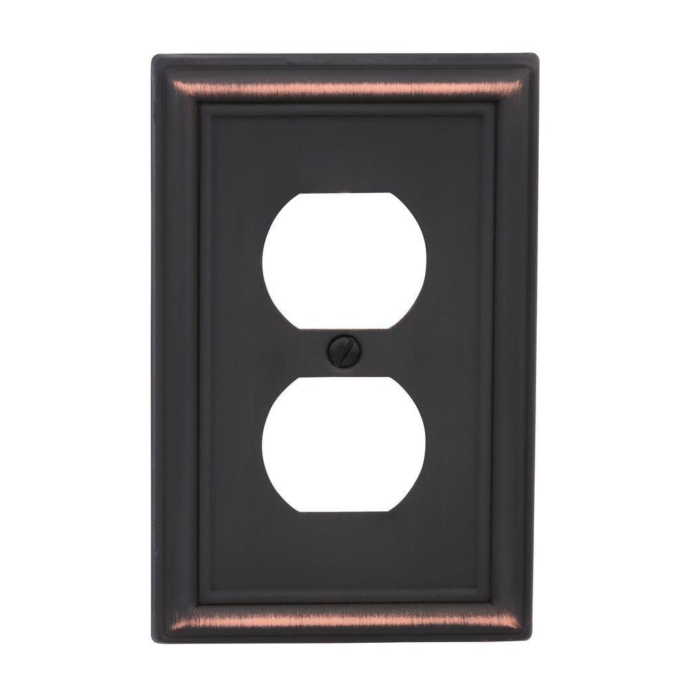 Hampton Bay Ascher 1 Gang Toggle and 1 Gang Duplex Steel Wall Plate Combo Pack - Aged Bronze 149TDBHB-DDBHB