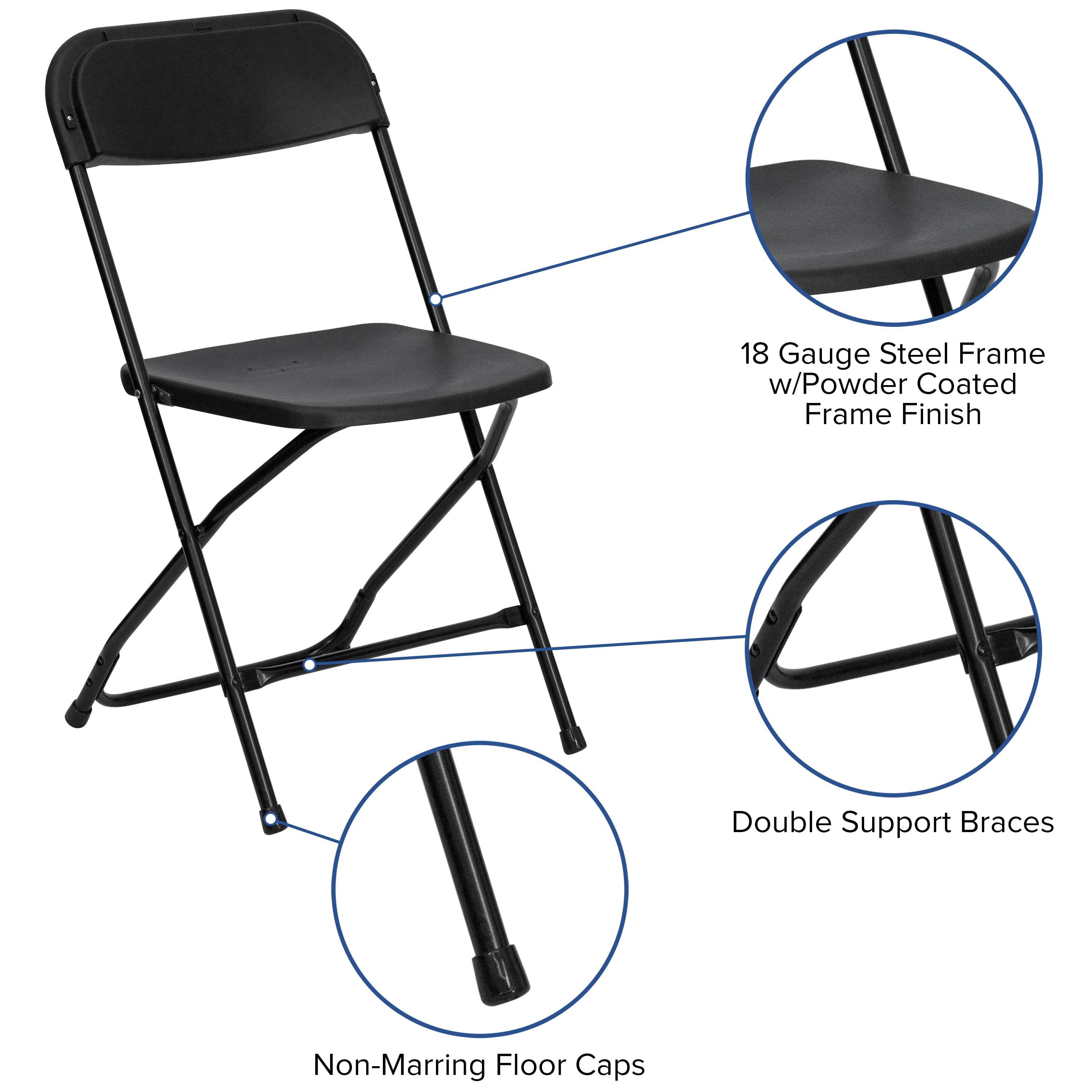 8' Bifold Granite White Plastic Eventtraining Folding Table Set With 10 Folding Chairs