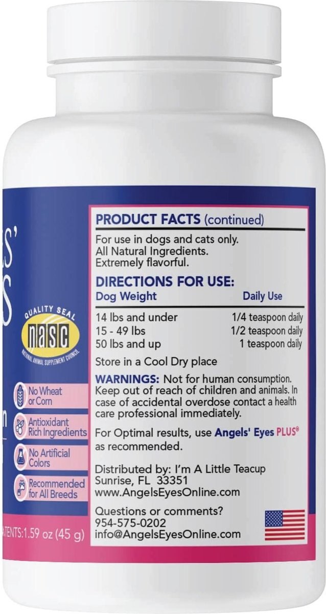 Angels' Eyes Plus Beef Flavored Powder Tear Stain Supplement for Dogs and Cats