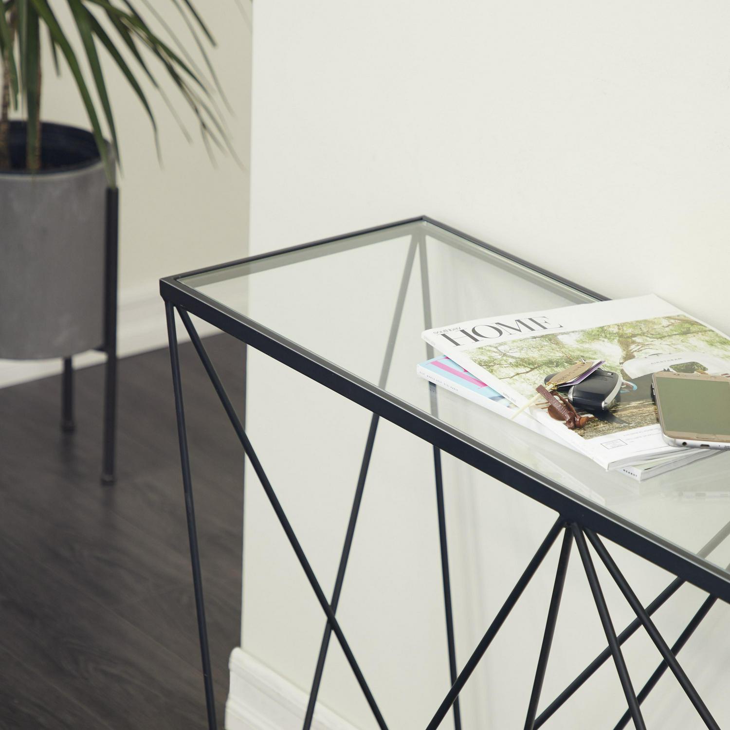 DecMode 30 x 46 Black Metal Modern Console Table