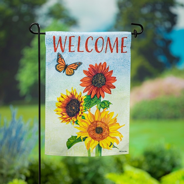 Sunflower Trio Suede Garden Flag