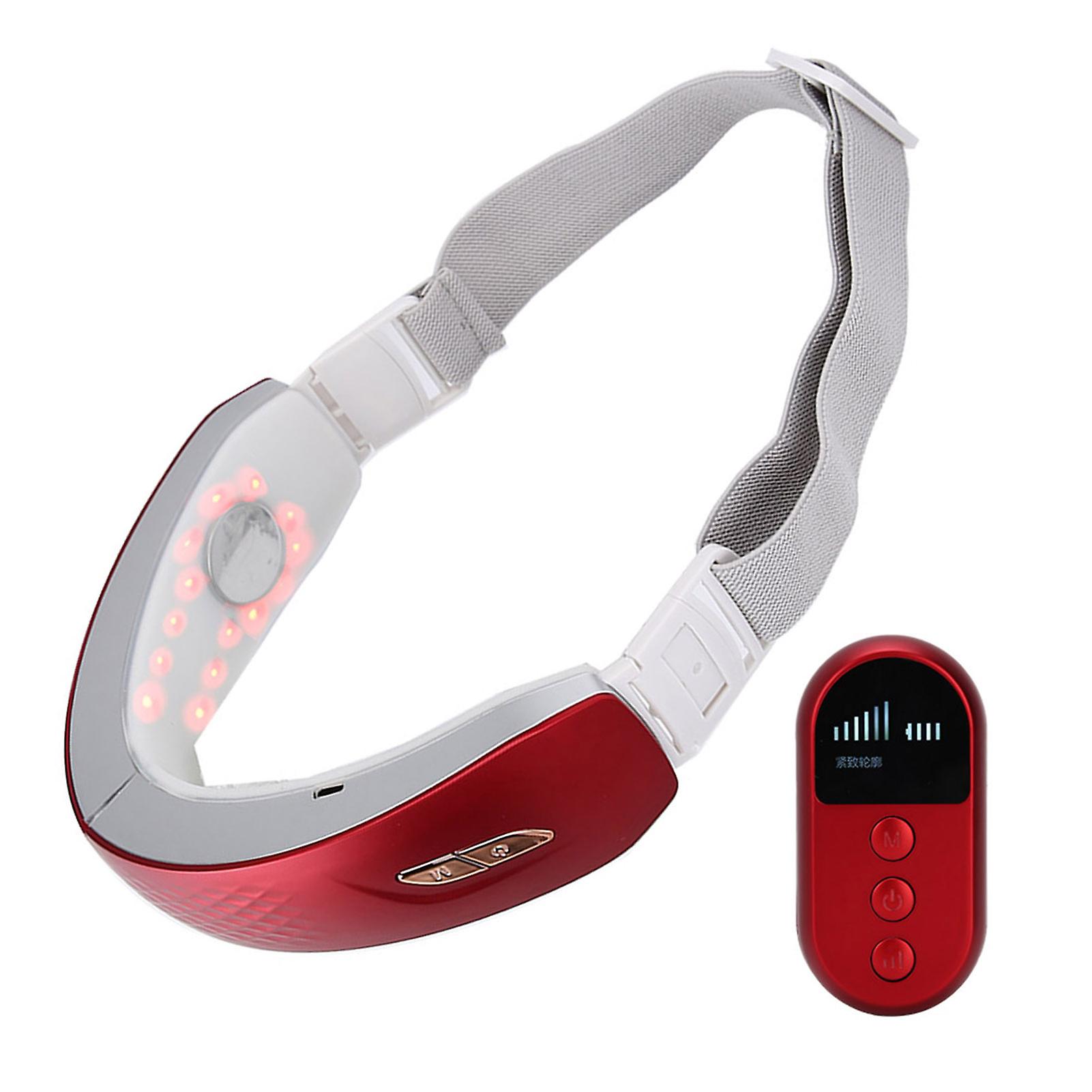 V Face Machine Electric Ems Vibration Photon Light Therapy Face Lifting Firming Massager (red)