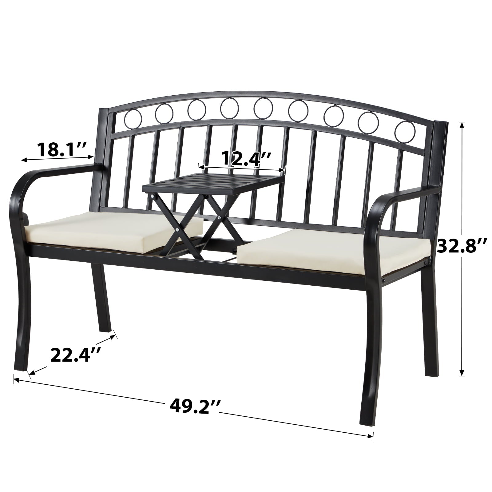 AVAWING Patio Outdoor Steel Garden Bench, Patio Bench, Steel Double Seat for Park Yard