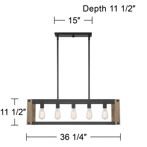 Wide Rustic Farmhouse 5 light Fixture For Kitchen Island Dining Room