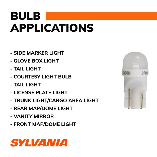 Sylvania 194 T10 W5w White Led Bulb contains 2 Bulbs