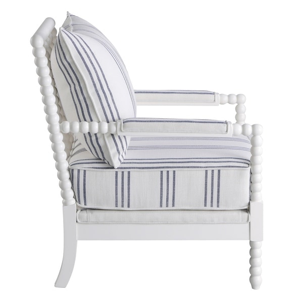 Coaster Furniture Blanchett White and Navy Upholstered Accent Chair