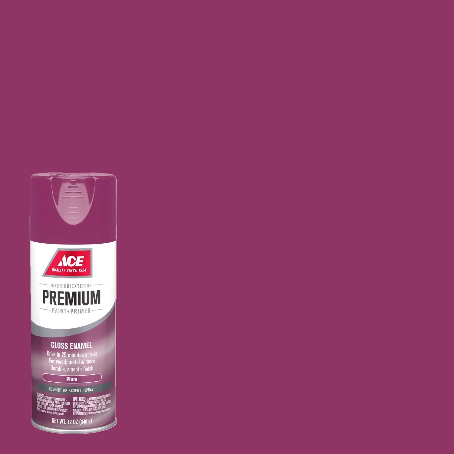 Ace Premium Gloss Plum Paint + Primer Enamel Spray 12 oz