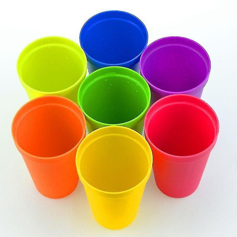 8pcs Reusable Plastic Cups Rainbow Travel Beverage Tumblers Juice Drinkware