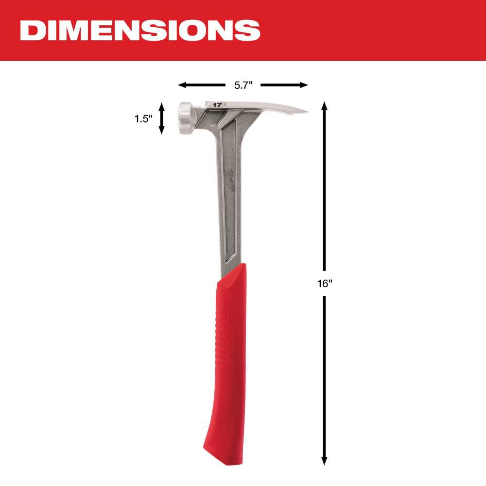 Milwaukee 17 oz Milled Face Framing Hammer 48-22-9016 from Milwaukee