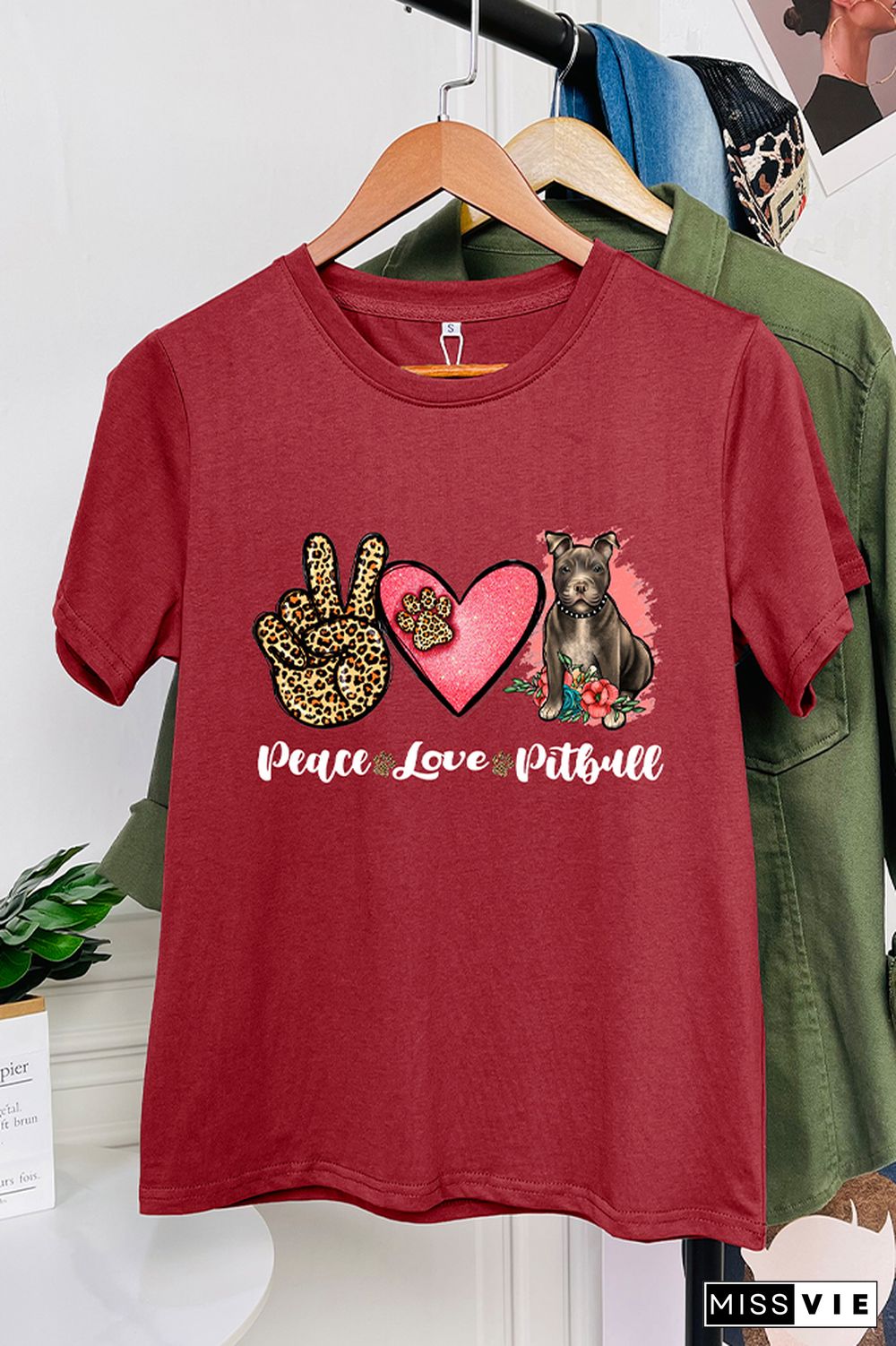 Peace Love Pitbull Short Sleeve Graphic Tee Wholesale