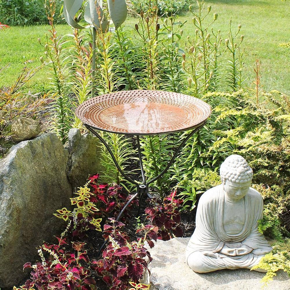 Achla Designs 24 in. Dia Copper Classic II Hammered Texture Birdbath with Wide Rim CBB-02